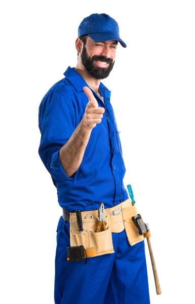 Plumber with thumb up